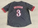 Maillot de Basket #3 Iverson Philadelphia 76ers M&N authentique manche courte Noir